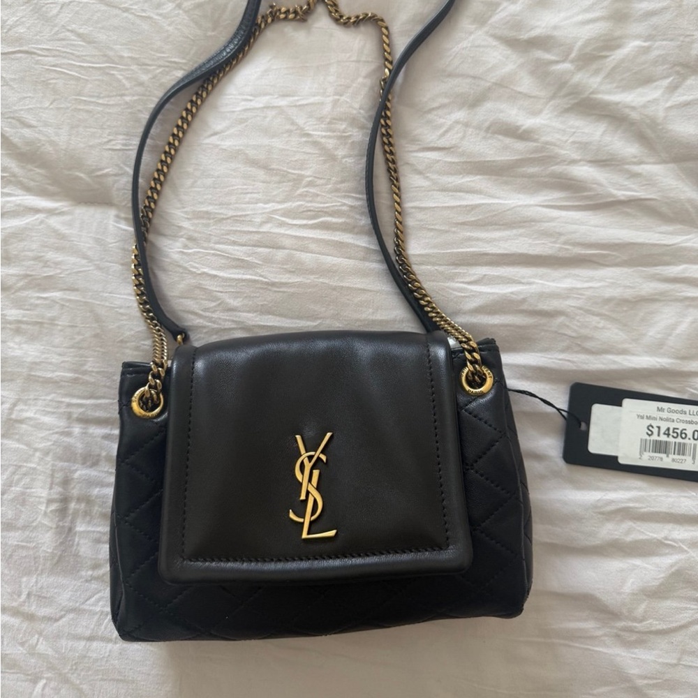 Yves Saint Laurent Mini Nolita in Lambskin Black 2023